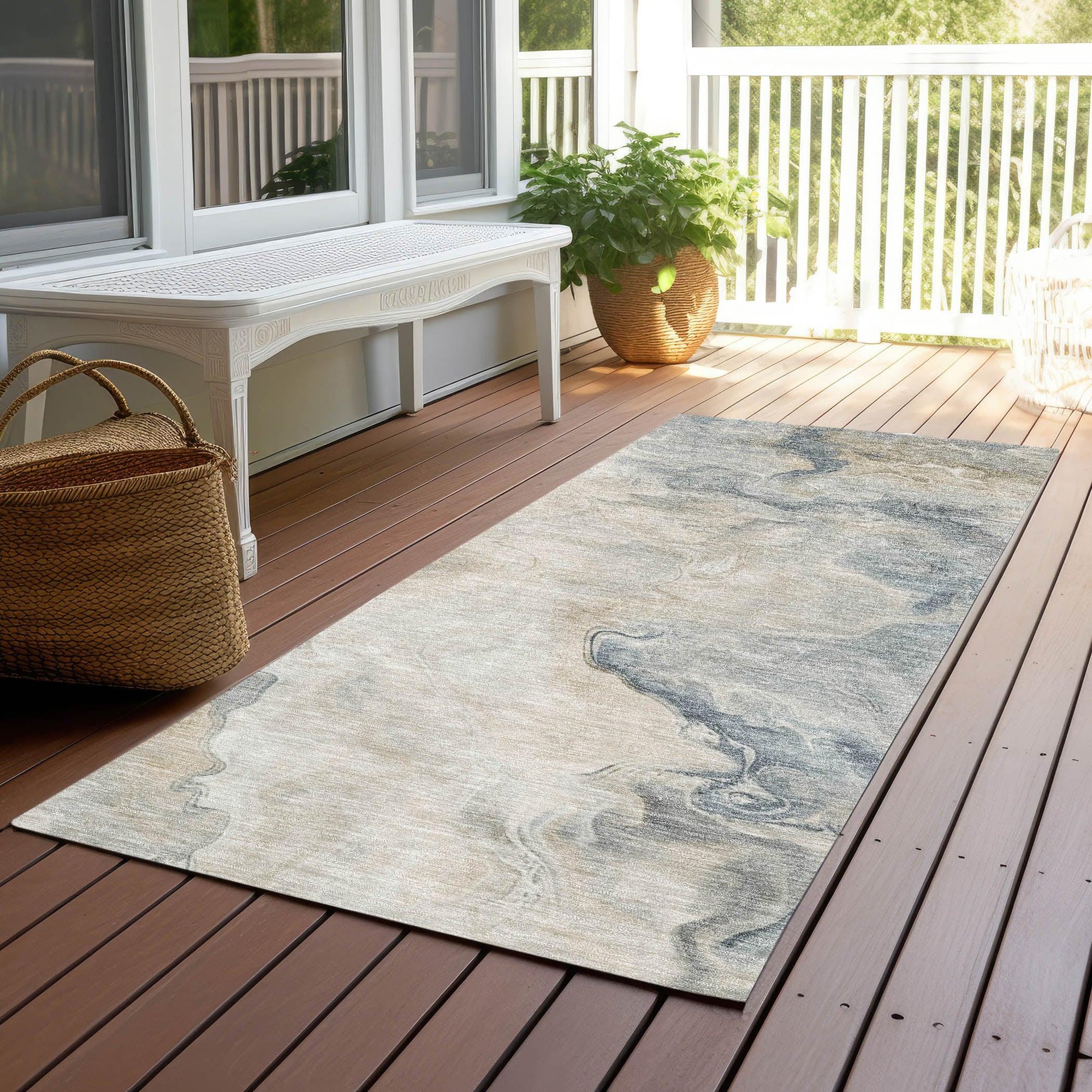 LOOMLAN Rugs Caelanor Brown Washable Indoor-Outdoor Rug