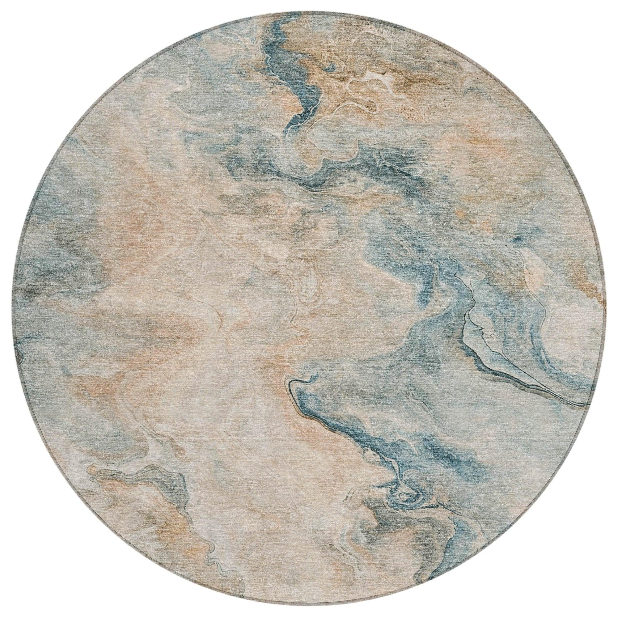 LOOMLAN Rugs Caelanor Teal Washable Indoor-Outdoor Rug