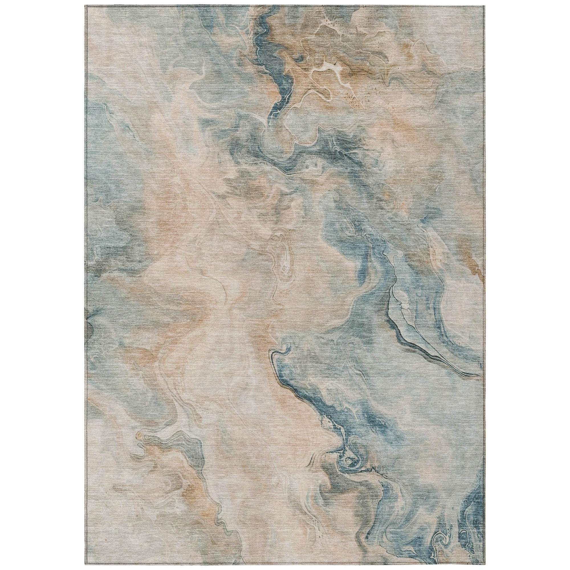 LOOMLAN Rugs Caelanor Teal Washable Indoor-Outdoor Rug