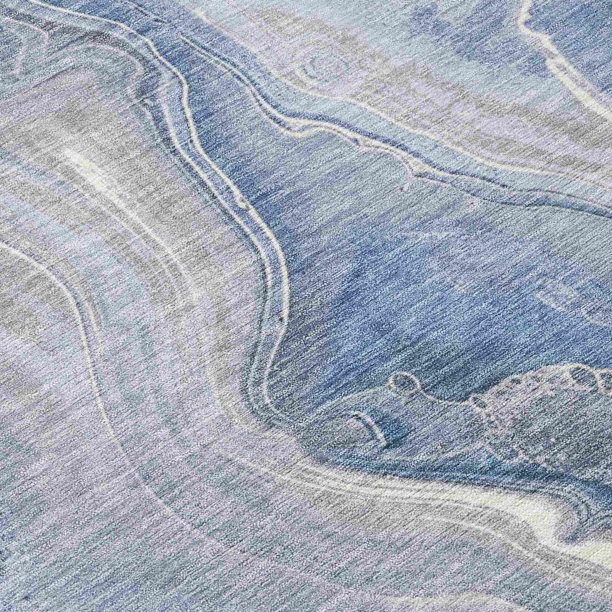 LOOMLAN Rugs Caelara Blue Washable Indoor-Outdoor Rug