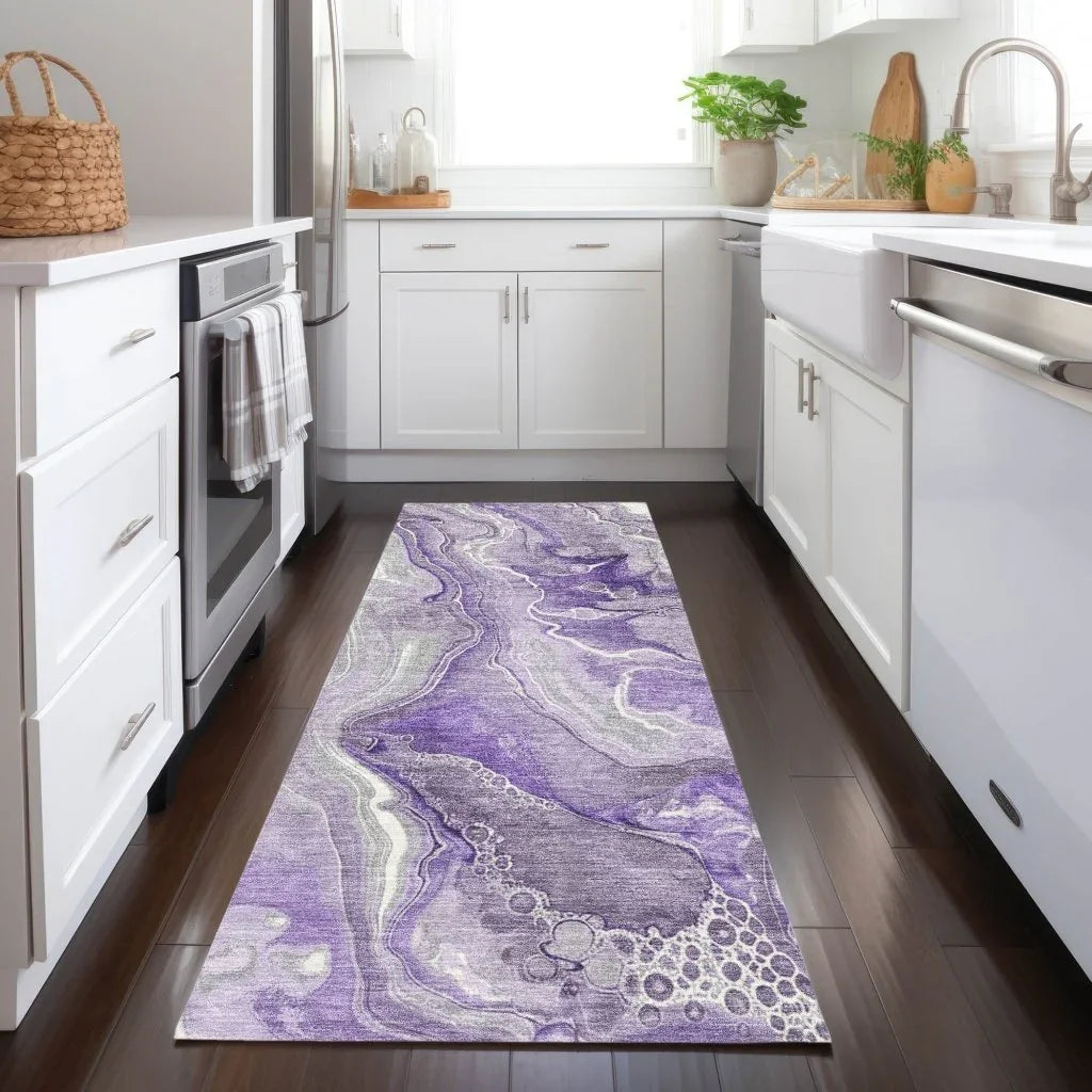 LOOMLAN Rugs Caelara Purple Washable Indoor-Outdoor Rug