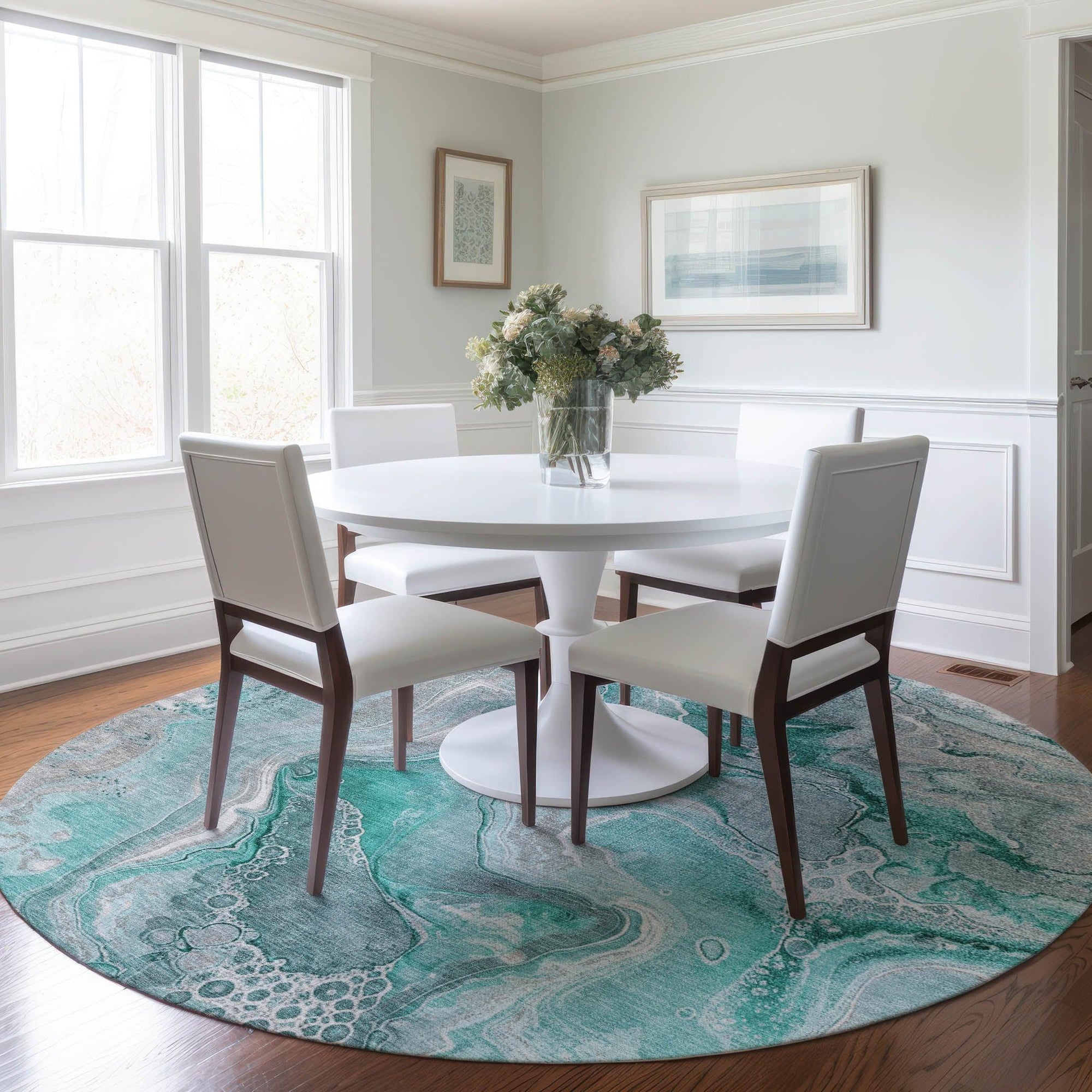 LOOMLAN Rugs Caelara Teal Washable Indoor-Outdoor Rug