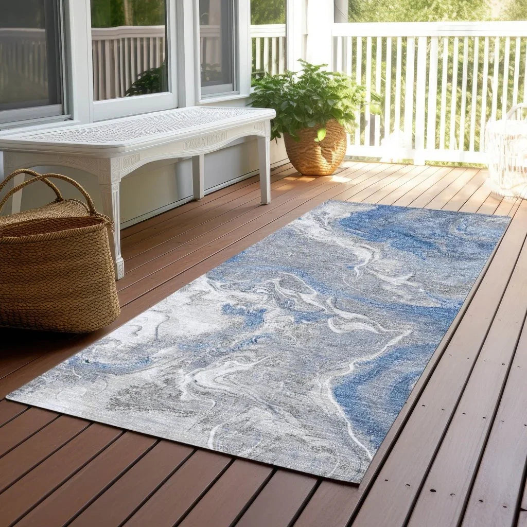 LOOMLAN Rugs Caelaris Blue Washable Indoor-Outdoor Rug