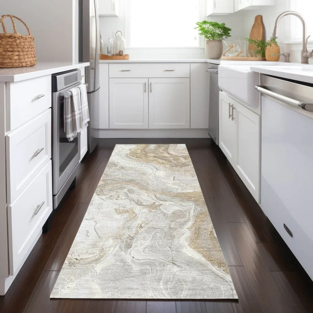 LOOMLAN Rugs Caelaris Ivory Washable Indoor-Outdoor Rug