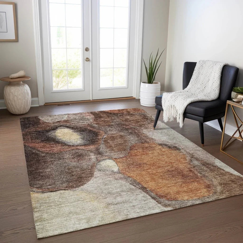 LOOMLAN Rugs Caeli Brown Washable Indoor-Outdoor Rug