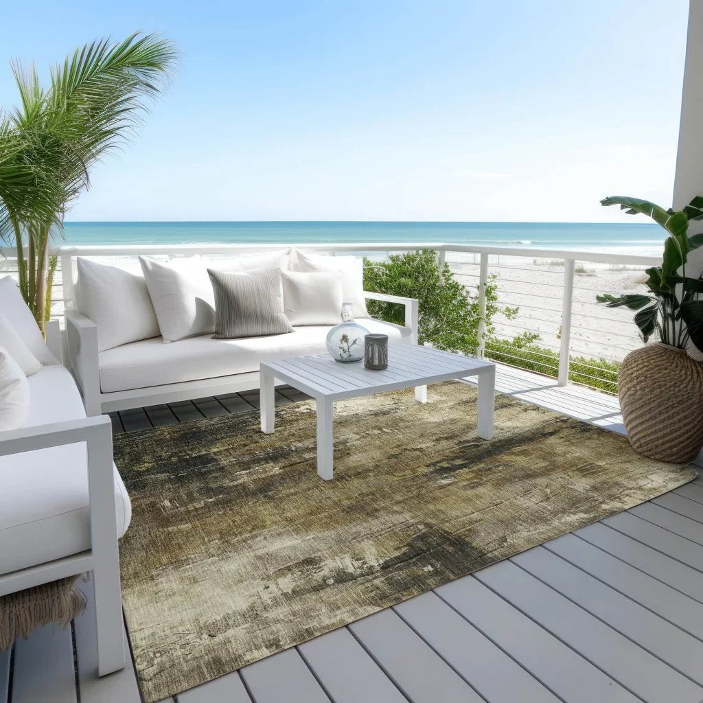 LOOMLAN Rugs Caelion Beige Washable Indoor-Outdoor Rug