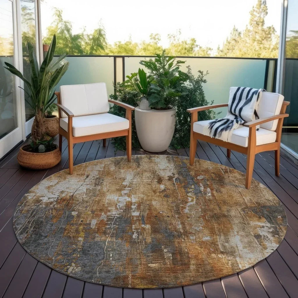 LOOMLAN Rugs Caelion Orange Washable Indoor-Outdoor Rug
