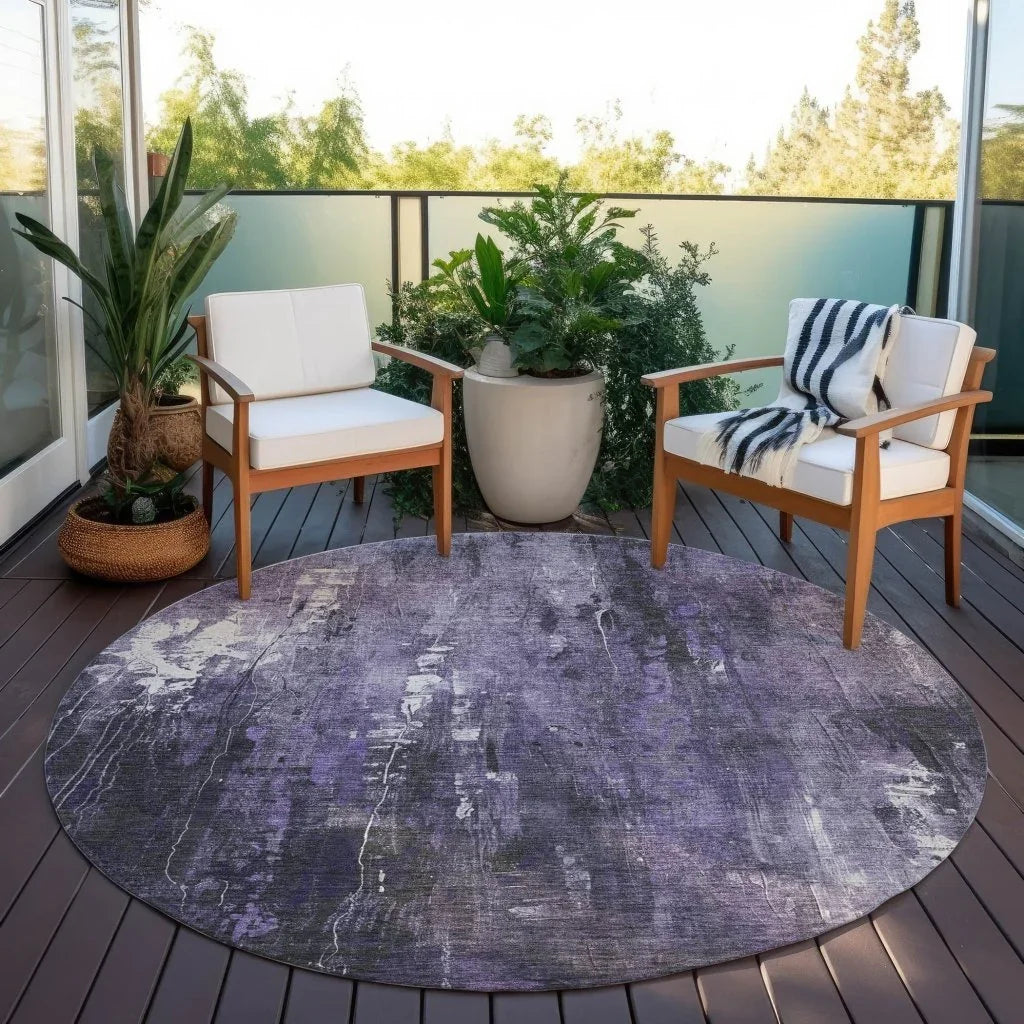 LOOMLAN Rugs Caelion Purple Washable Indoor-Outdoor Rug