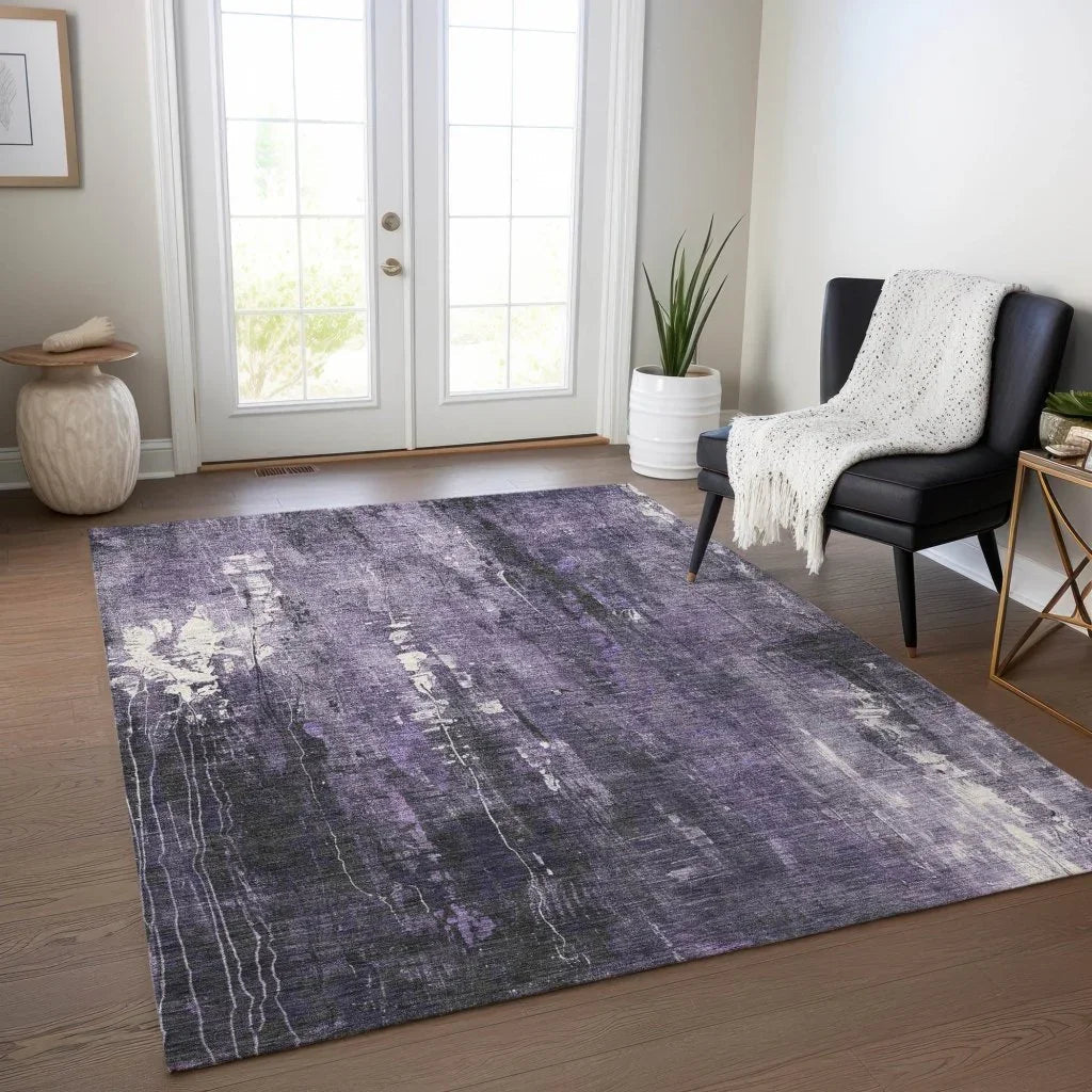 LOOMLAN Rugs Caelion Purple Washable Indoor-Outdoor Rug