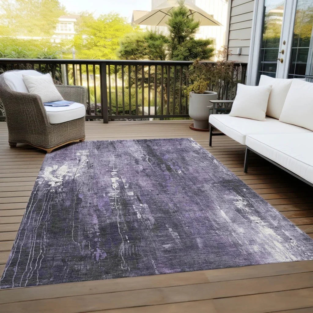 LOOMLAN Rugs Caelion Purple Washable Indoor-Outdoor Rug