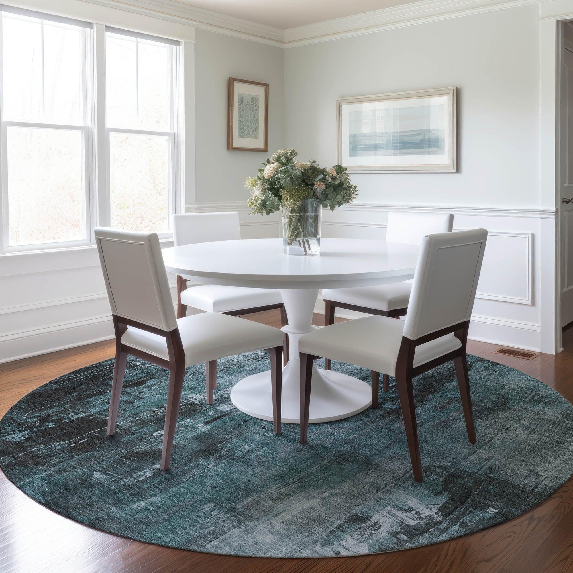 LOOMLAN Rugs Caelion Teal Washable Indoor-Outdoor Rug