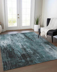 LOOMLAN Rugs Caelion Teal Washable Indoor-Outdoor Rug