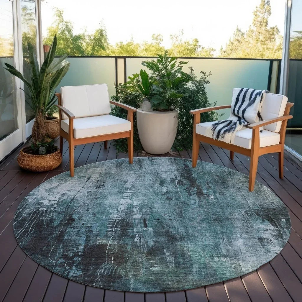 LOOMLAN Rugs Caelion Teal Washable Indoor-Outdoor Rug