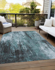 LOOMLAN Rugs Caelion Teal Washable Indoor-Outdoor Rug