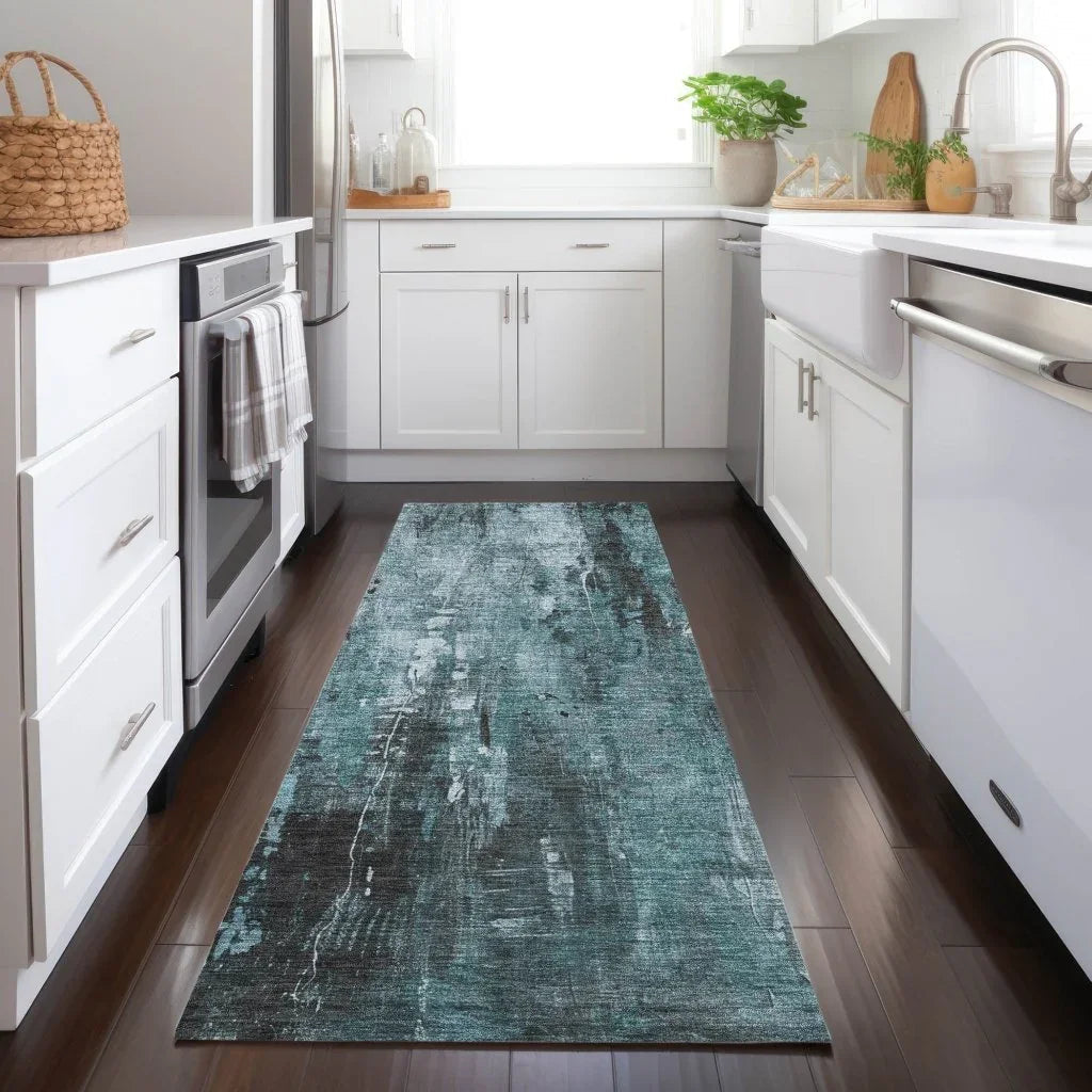 LOOMLAN Rugs Caelion Teal Washable Indoor-Outdoor Rug