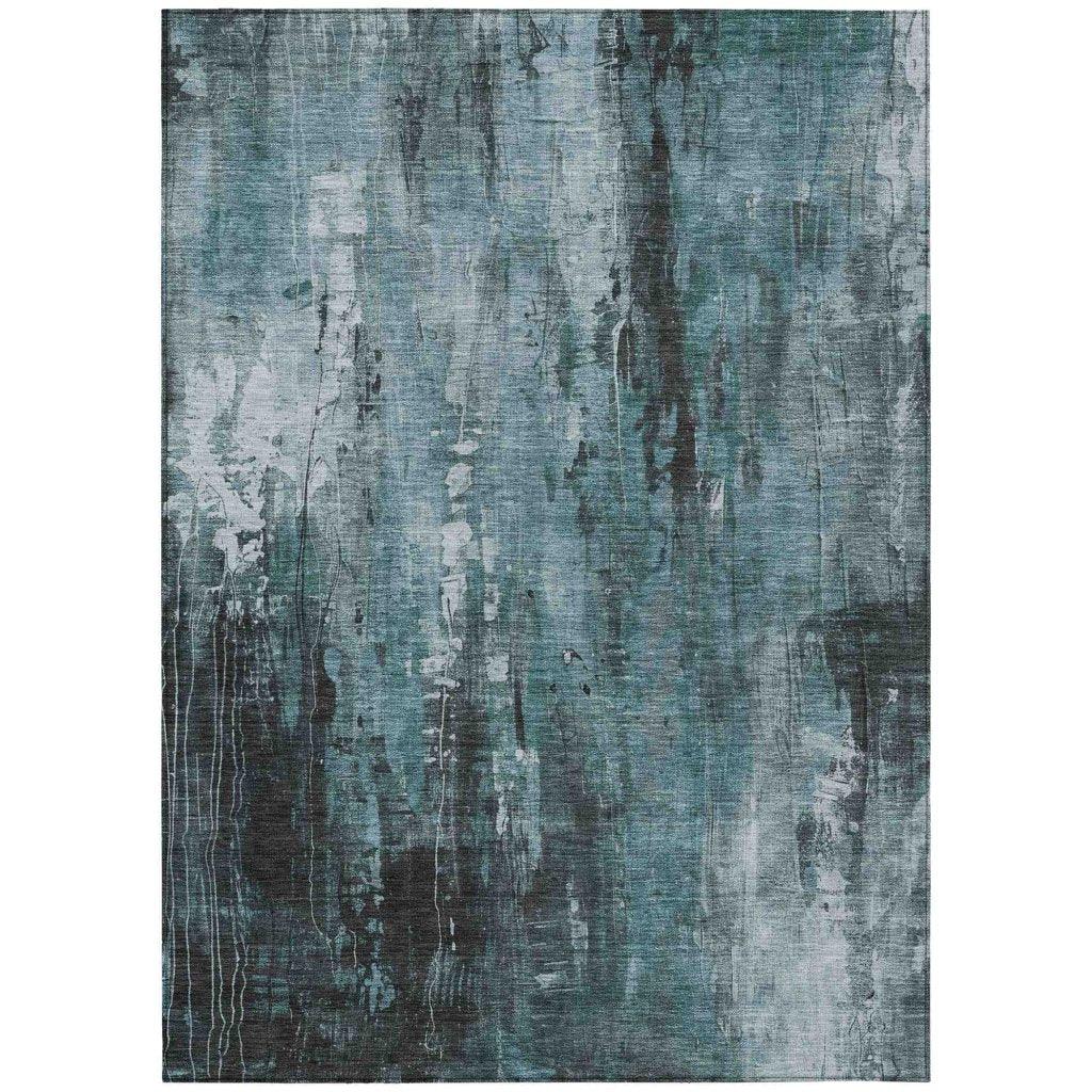LOOMLAN Rugs Caelion Teal Washable Indoor-Outdoor Rug