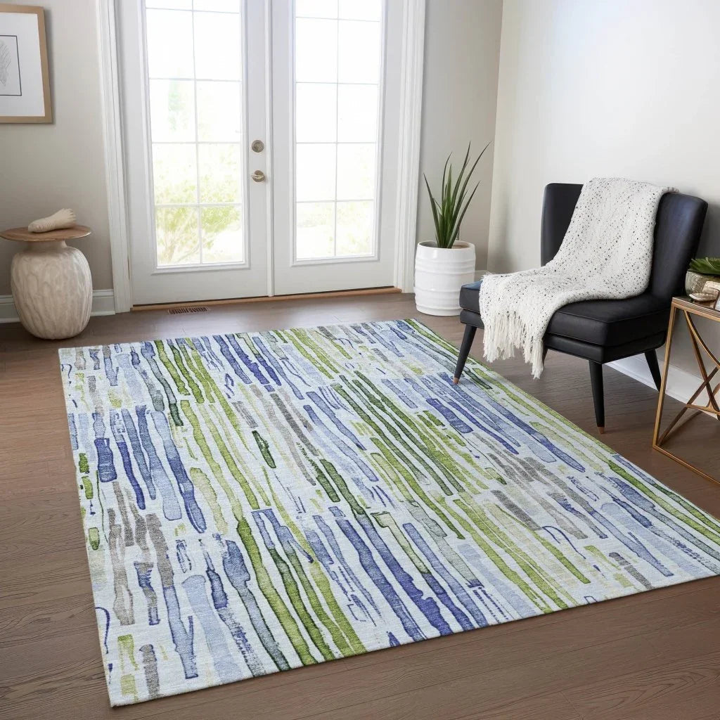 LOOMLAN Rugs Caelira Blue Washable Indoor-Outdoor Rug