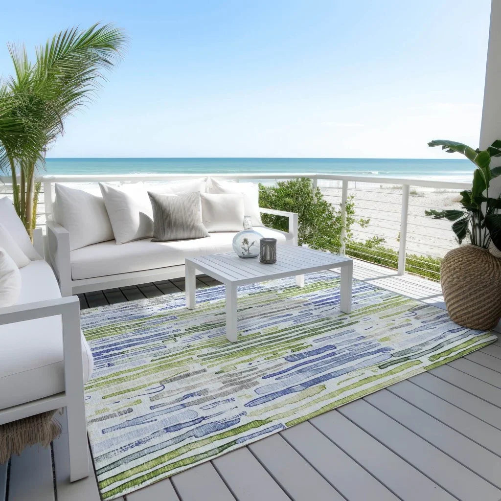 LOOMLAN Rugs Caelira Blue Washable Indoor-Outdoor Rug