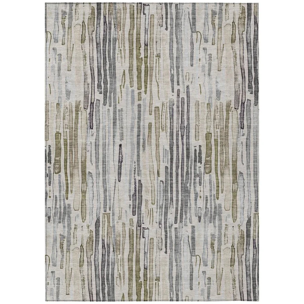 LOOMLAN Rugs Caelira Brown Washable Indoor-Outdoor Rug