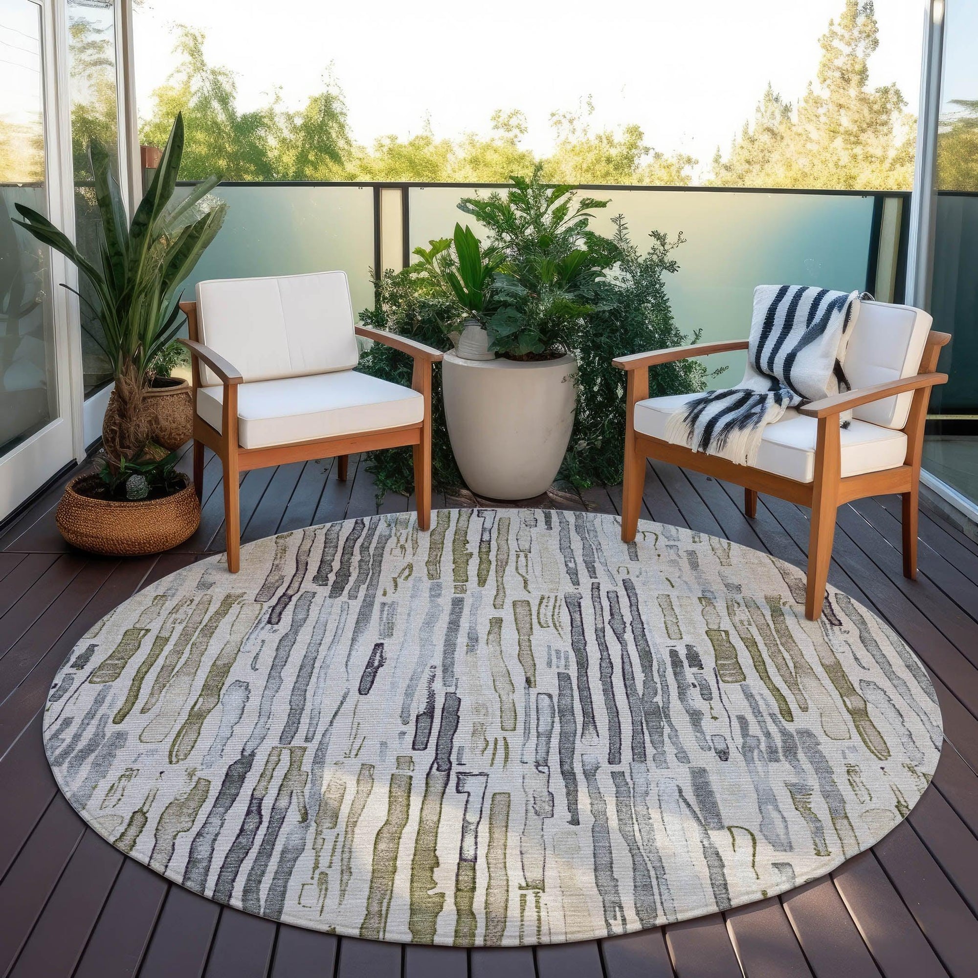 LOOMLAN Rugs Caelira Brown Washable Indoor-Outdoor Rug
