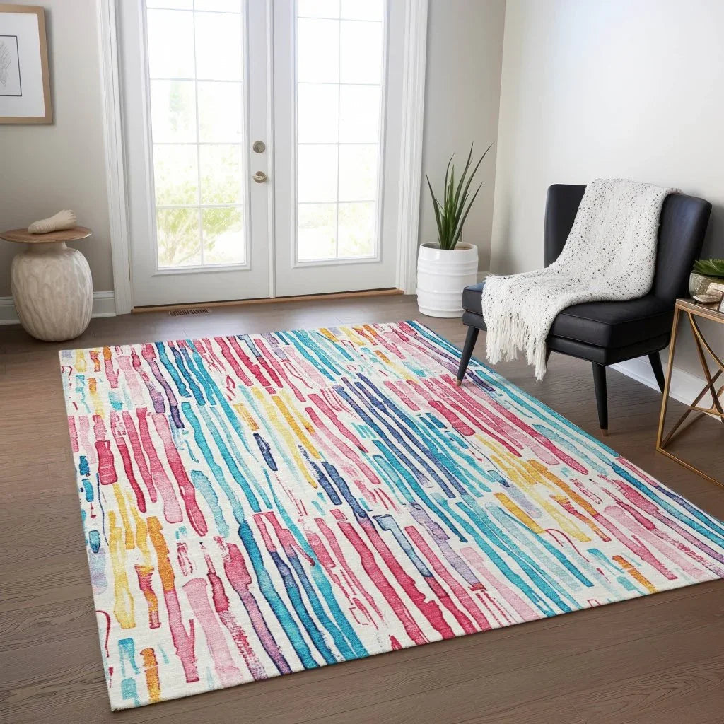 LOOMLAN Rugs Caelira Ivory Washable Indoor-Outdoor Rug