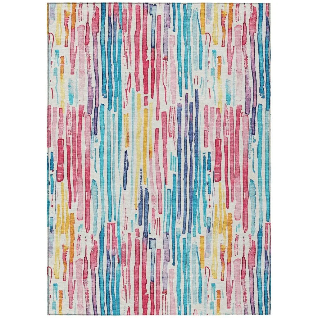 LOOMLAN Rugs Caelira Ivory Washable Indoor-Outdoor Rug