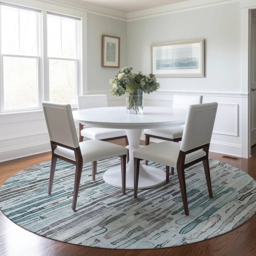 LOOMLAN Rugs Caelira Teal Washable Indoor-Outdoor Rug