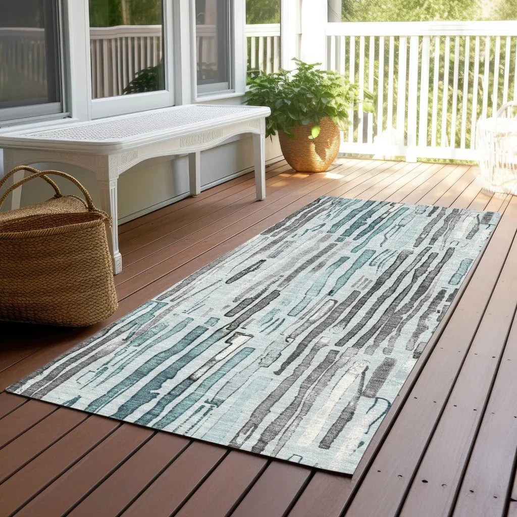 LOOMLAN Rugs Caelira Teal Washable Indoor-Outdoor Rug