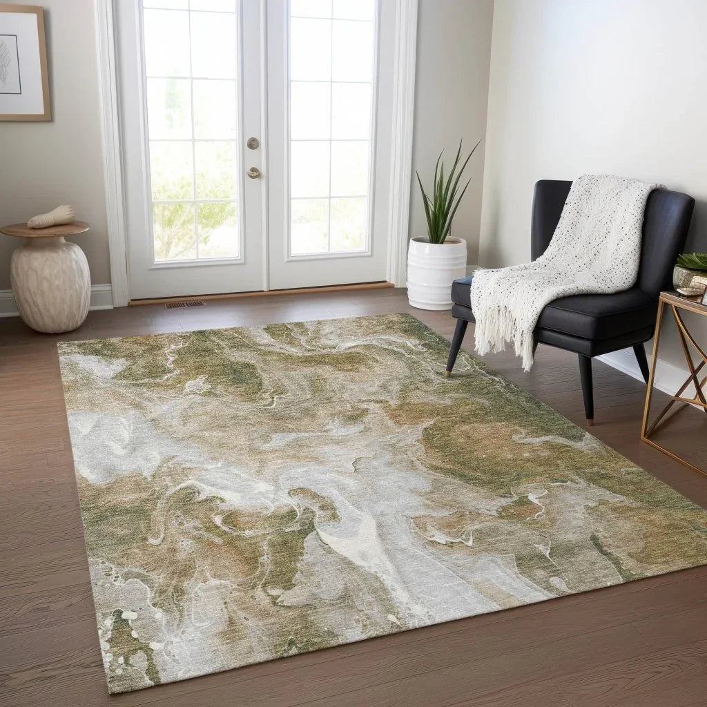 LOOMLAN Rugs Caelor Brown Washable Indoor-Outdoor Rug