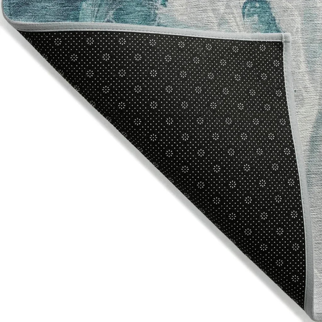 LOOMLAN Rugs Caelor Teal Washable Indoor-Outdoor Rug