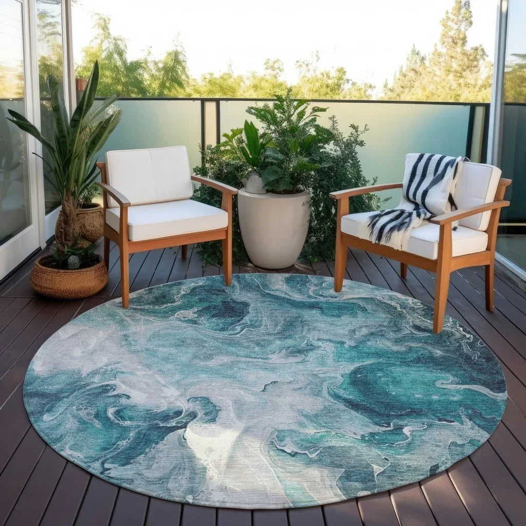 LOOMLAN Rugs Caelor Teal Washable Indoor-Outdoor Rug