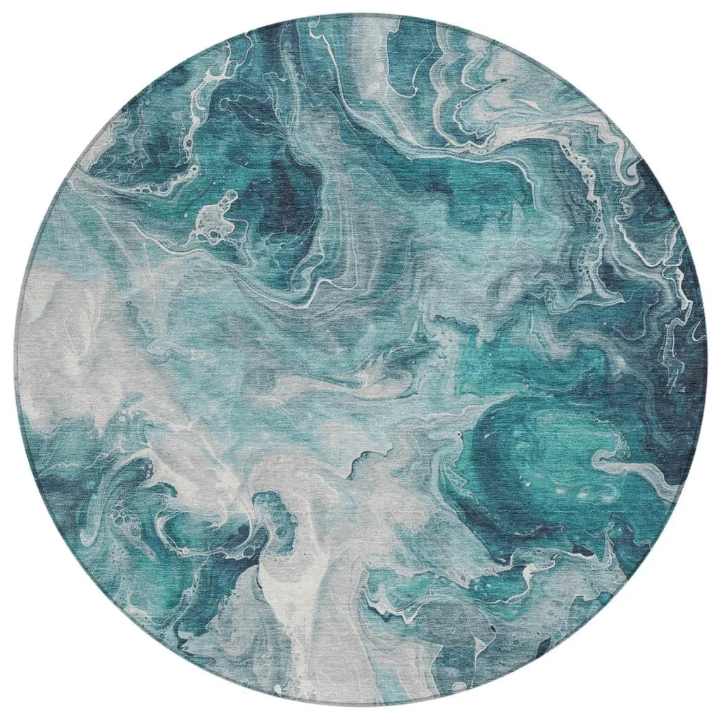 LOOMLAN Rugs Caelor Teal Washable Indoor-Outdoor Rug