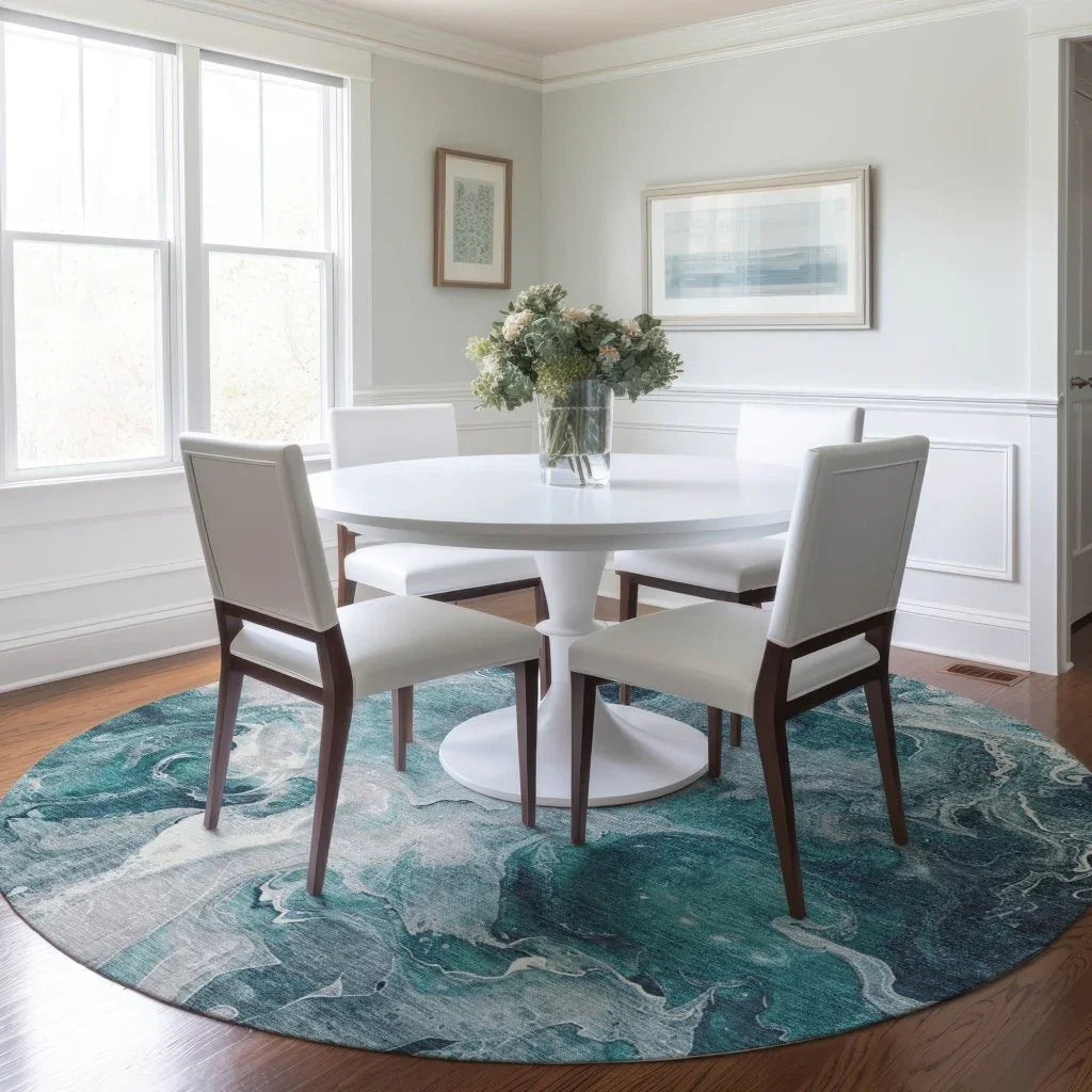 LOOMLAN Rugs Caelor Teal Washable Indoor-Outdoor Rug