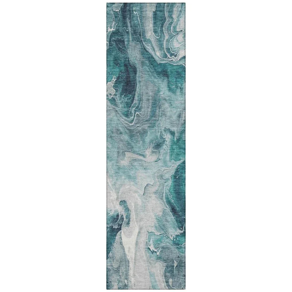 LOOMLAN Rugs Caelor Teal Washable Indoor-Outdoor Rug