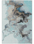 LOOMLAN Rugs Caelora Teal Washable Indoor-Outdoor Rug