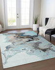 LOOMLAN Rugs Caelora Teal Washable Indoor-Outdoor Rug