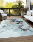 LOOMLAN Rugs Caelora Teal Washable Indoor-Outdoor Rug