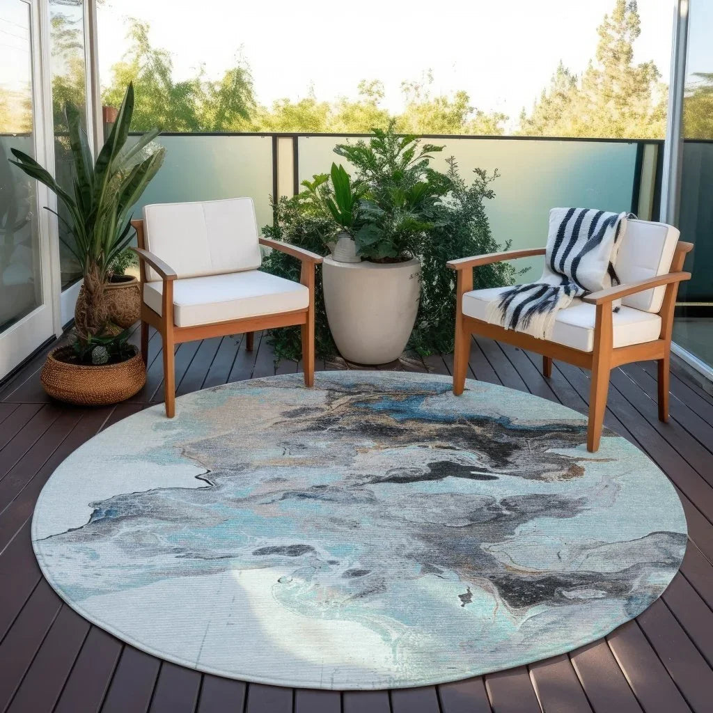 LOOMLAN Rugs Caelora Teal Washable Indoor-Outdoor Rug