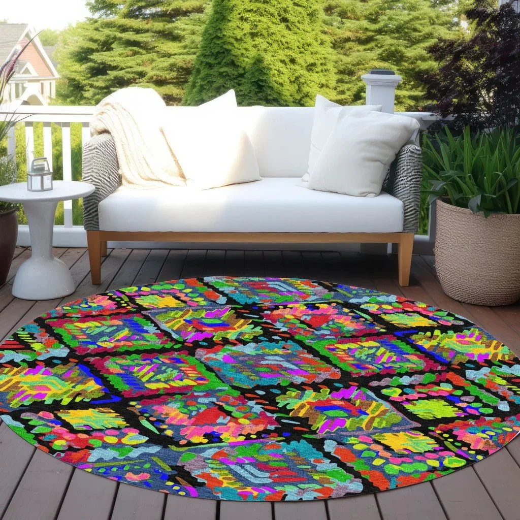 LOOMLAN Rugs Caeluma Black Washable Indoor-Outdoor Rug