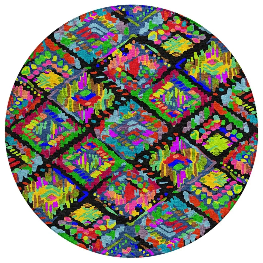 LOOMLAN Rugs Caeluma Black Washable Indoor-Outdoor Rug