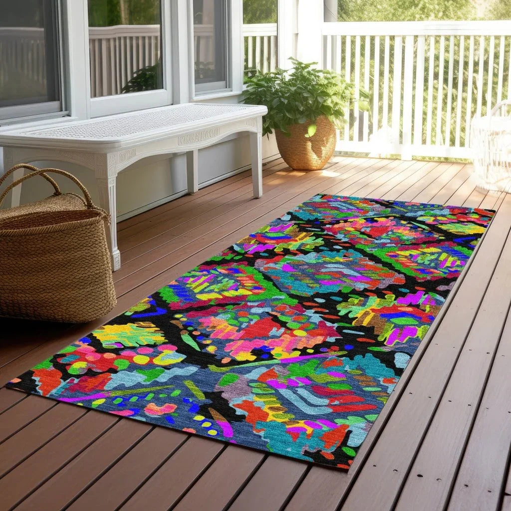 LOOMLAN Rugs Caeluma Black Washable Indoor-Outdoor Rug