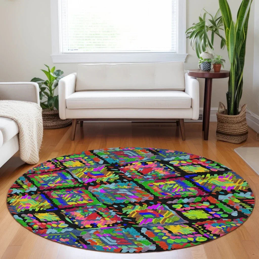 LOOMLAN Rugs Caeluma Black Washable Indoor-Outdoor Rug
