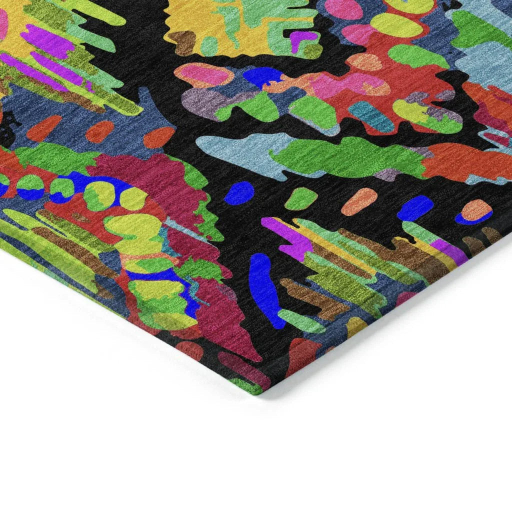LOOMLAN Rugs Caeluma Black Washable Indoor-Outdoor Rug