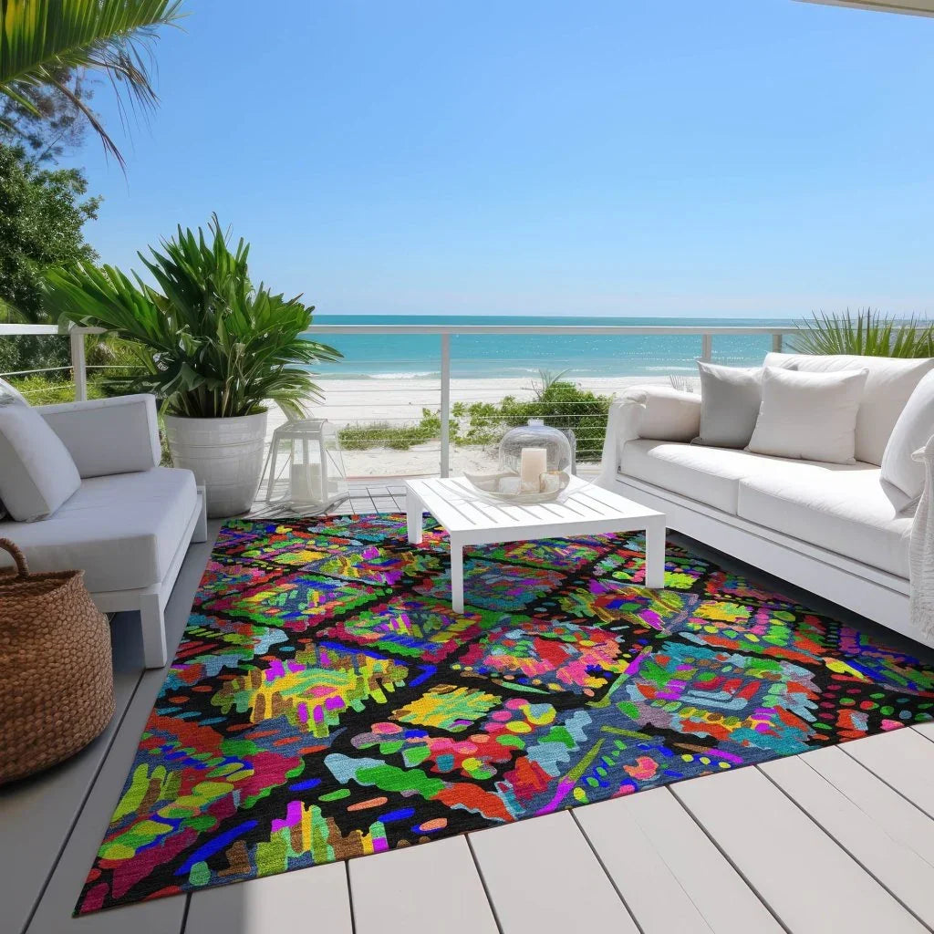 LOOMLAN Rugs Caeluma Black Washable Indoor-Outdoor Rug