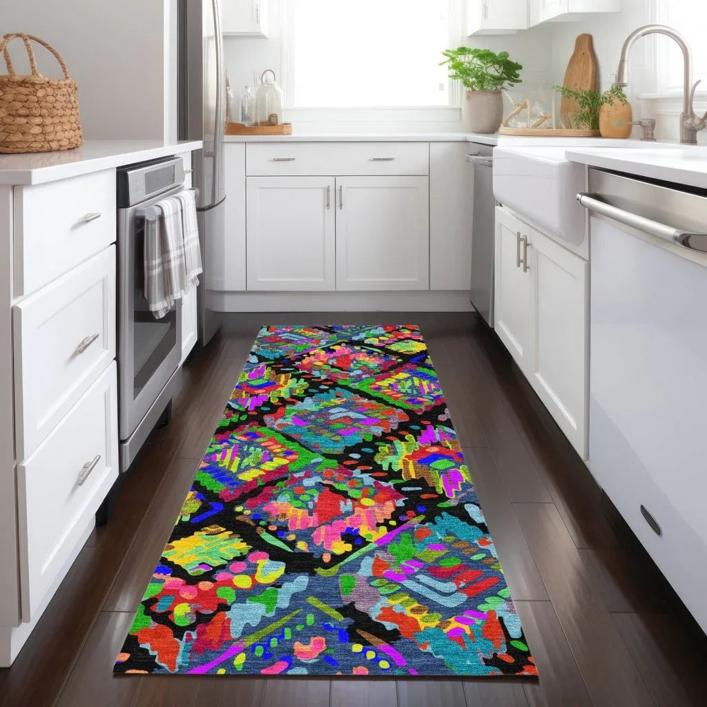 LOOMLAN Rugs Caeluma Black Washable Indoor-Outdoor Rug