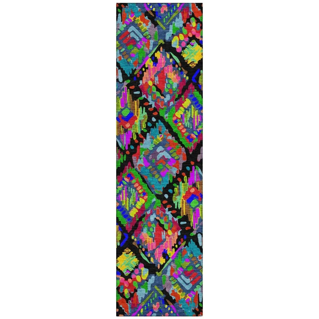 LOOMLAN Rugs Caeluma Black Washable Indoor-Outdoor Rug