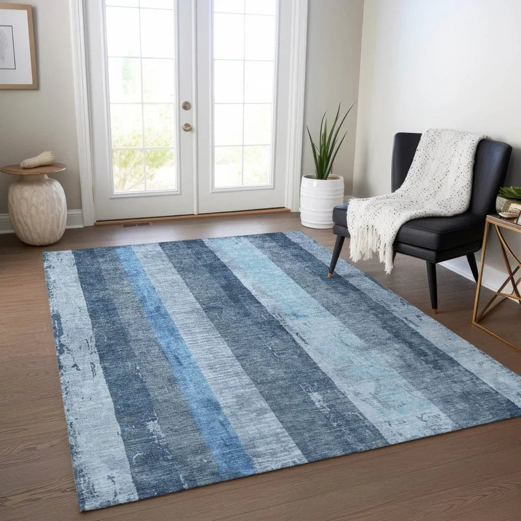 LOOMLAN Rugs Caelyn Blue Washable Indoor-Outdoor Rug