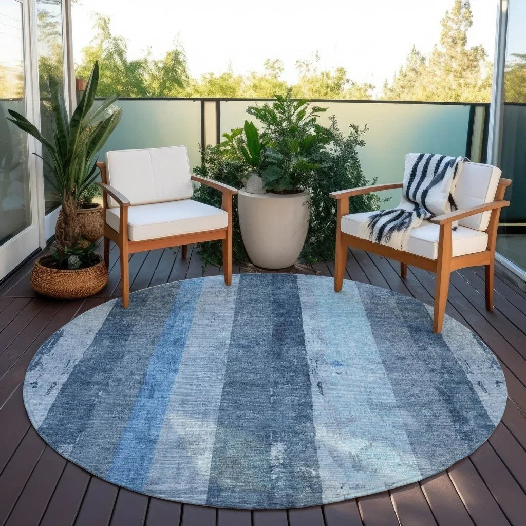 LOOMLAN Rugs Caelyn Blue Washable Indoor-Outdoor Rug