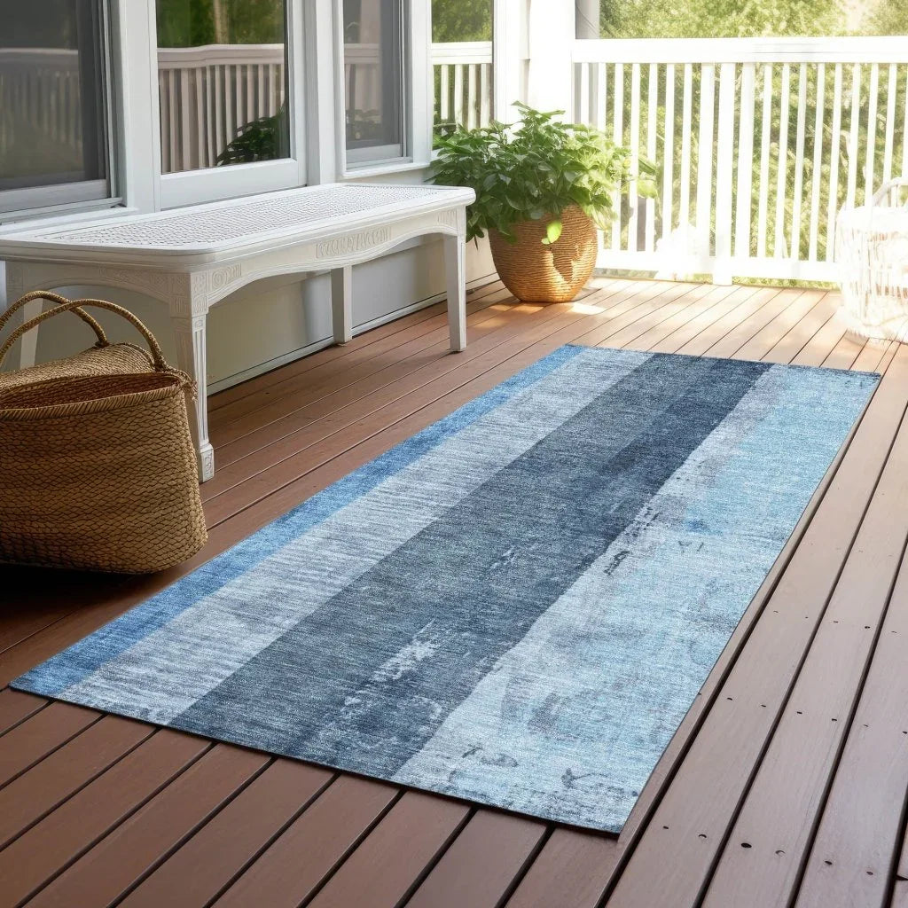 LOOMLAN Rugs Caelyn Blue Washable Indoor-Outdoor Rug