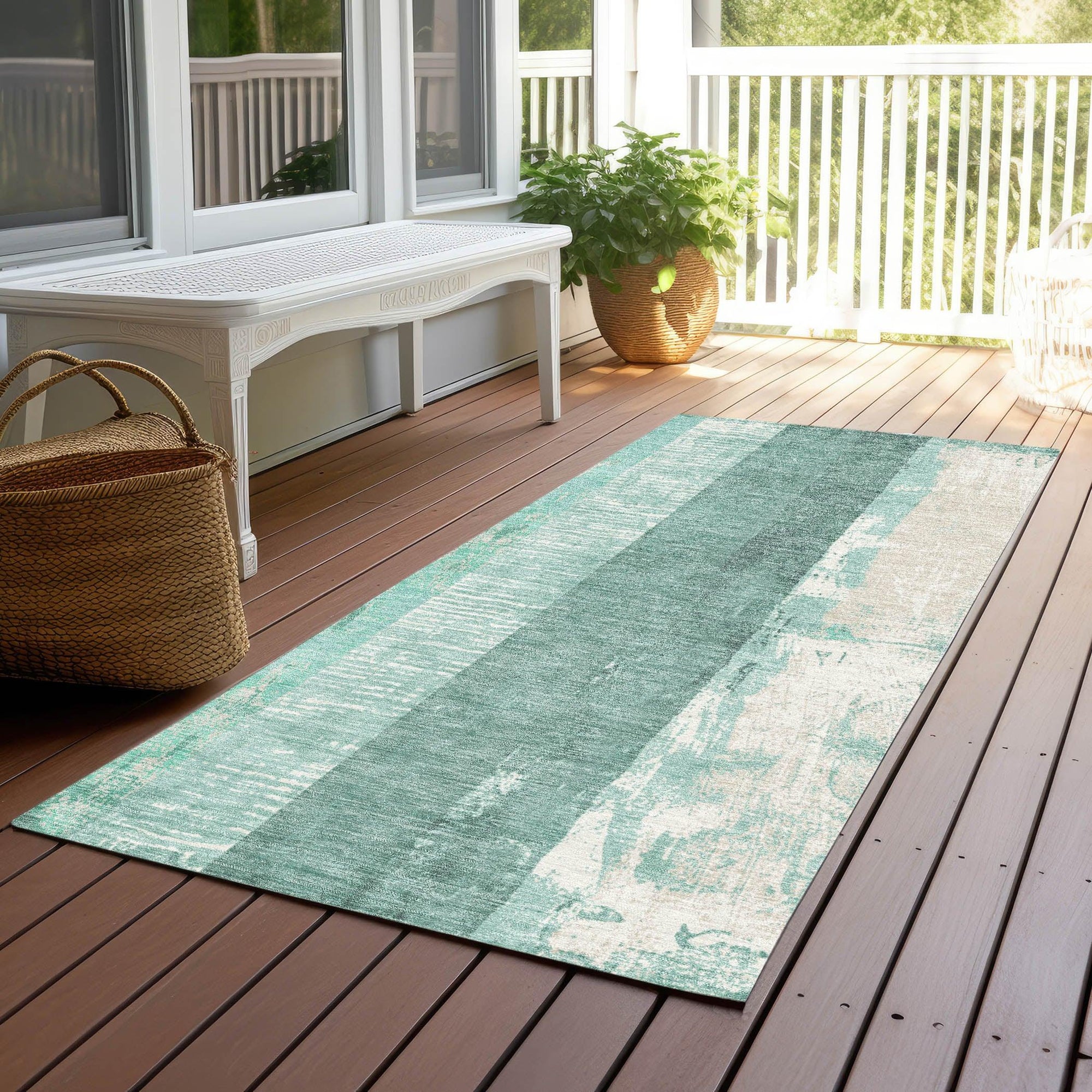 LOOMLAN Rugs Caelyn Seafoam Washable Indoor-Outdoor Rug